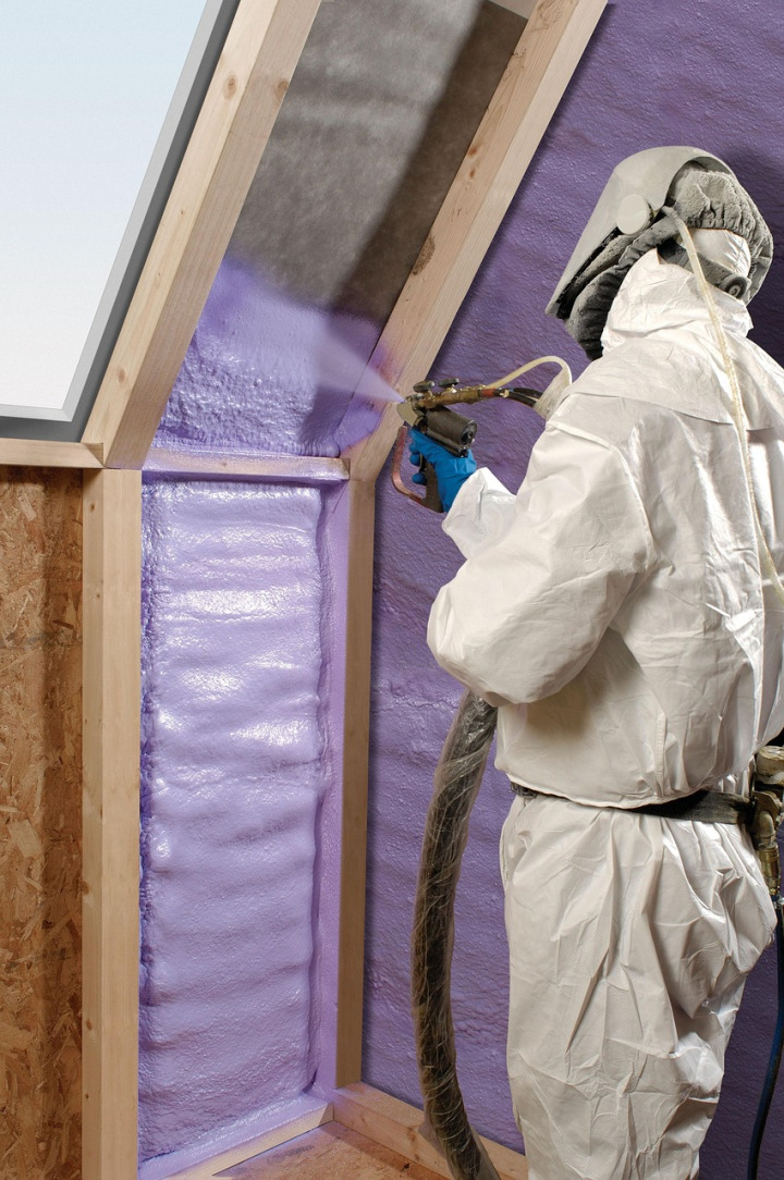 spray foam insulation worker